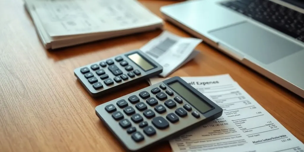 Calculator and receipts on a desk for financial management.