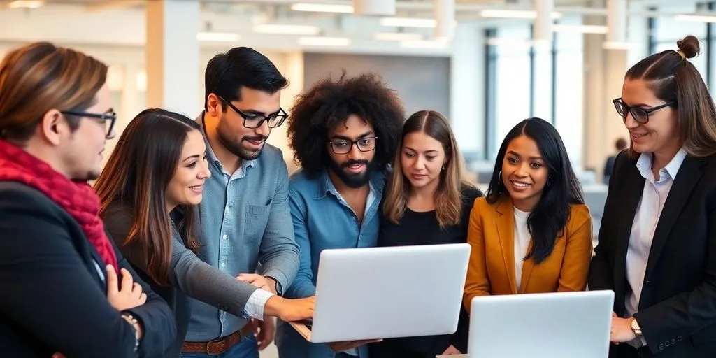 Entrepreneurs discussing cybersecurity in a modern office.