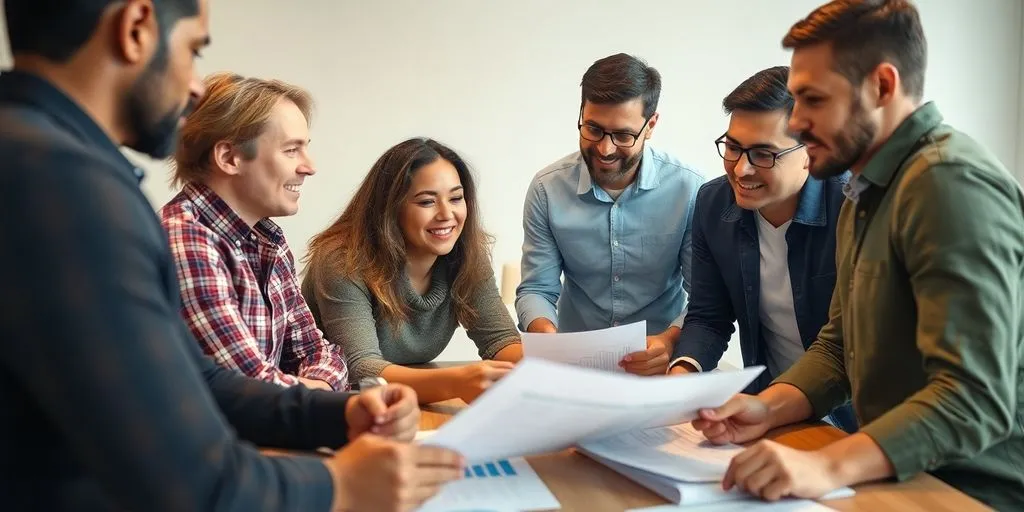 Startup owners discussing financial planning at a table.
