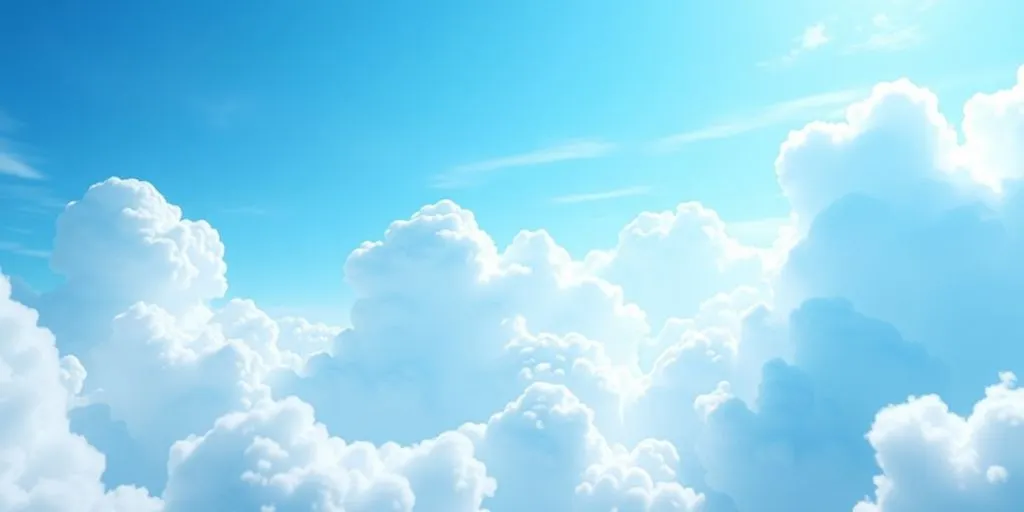 Colorful clouds in a bright blue sky.