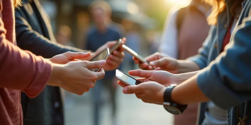 People using mobile devices for secure payments.