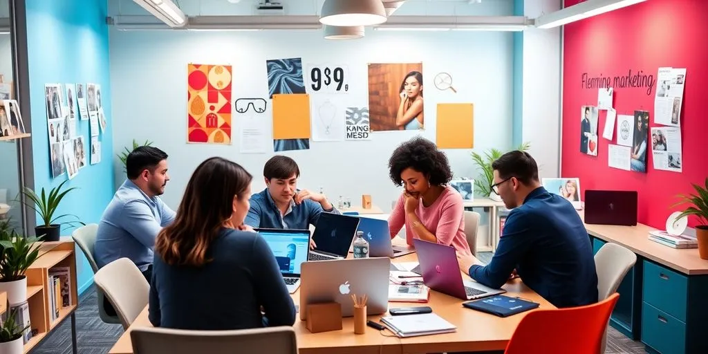 Team collaborating in a modern office setting.