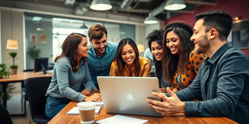 Team collaboration in a modern office environment.