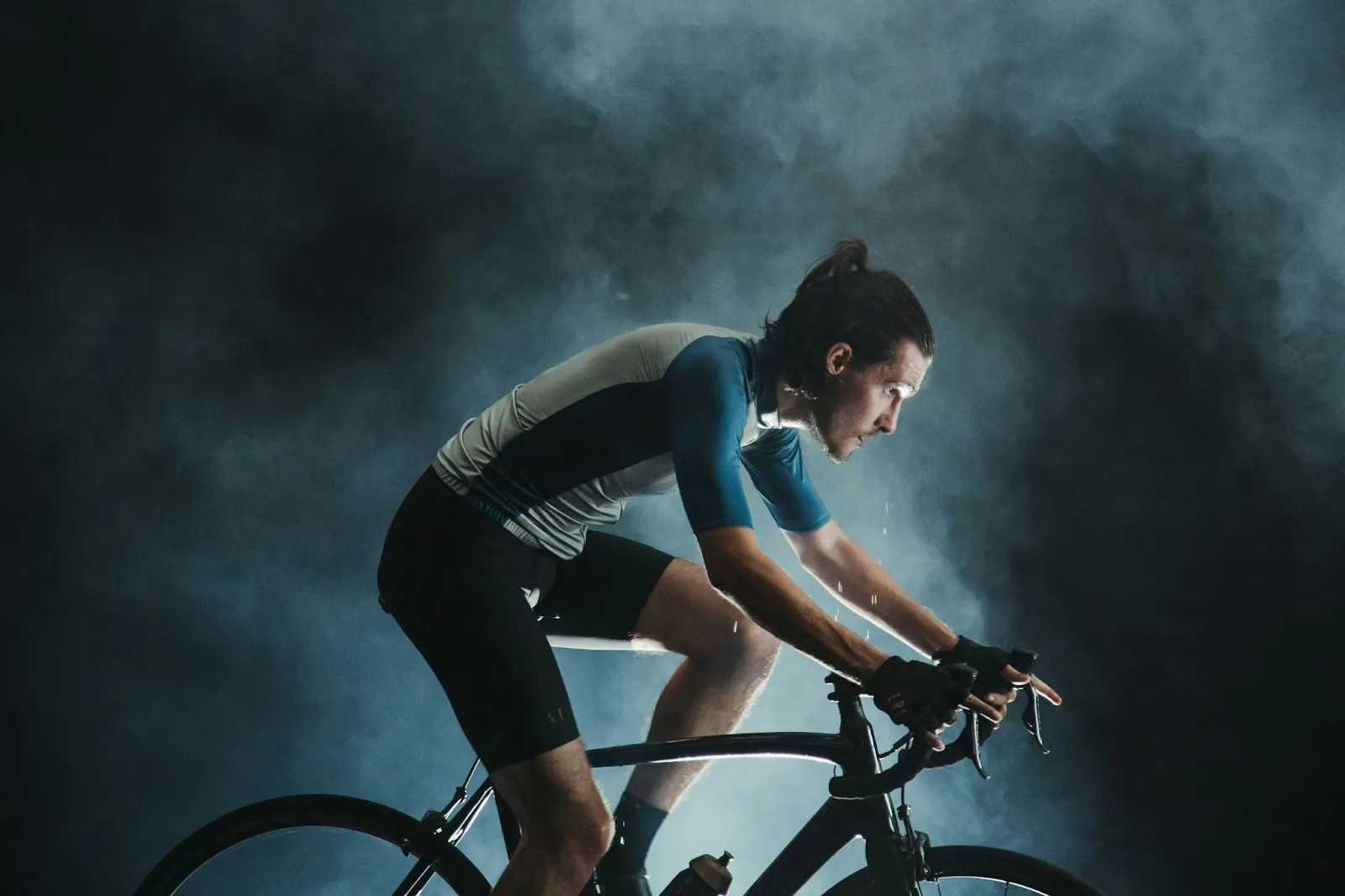 Cyclist on black bike