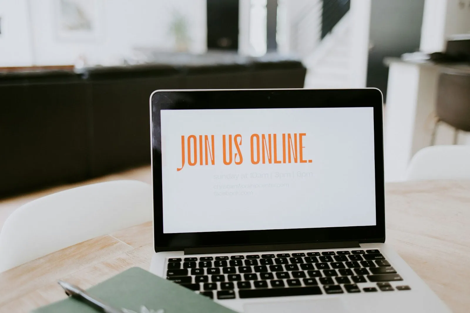 A laptop displaying join us online