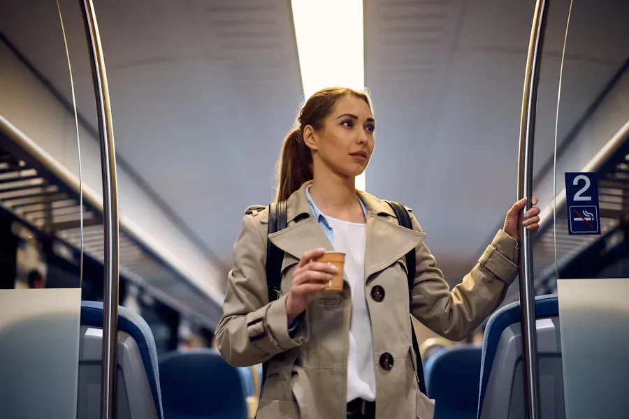 Women standing on public transport