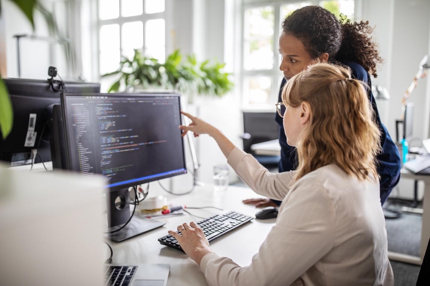 People working on a computer