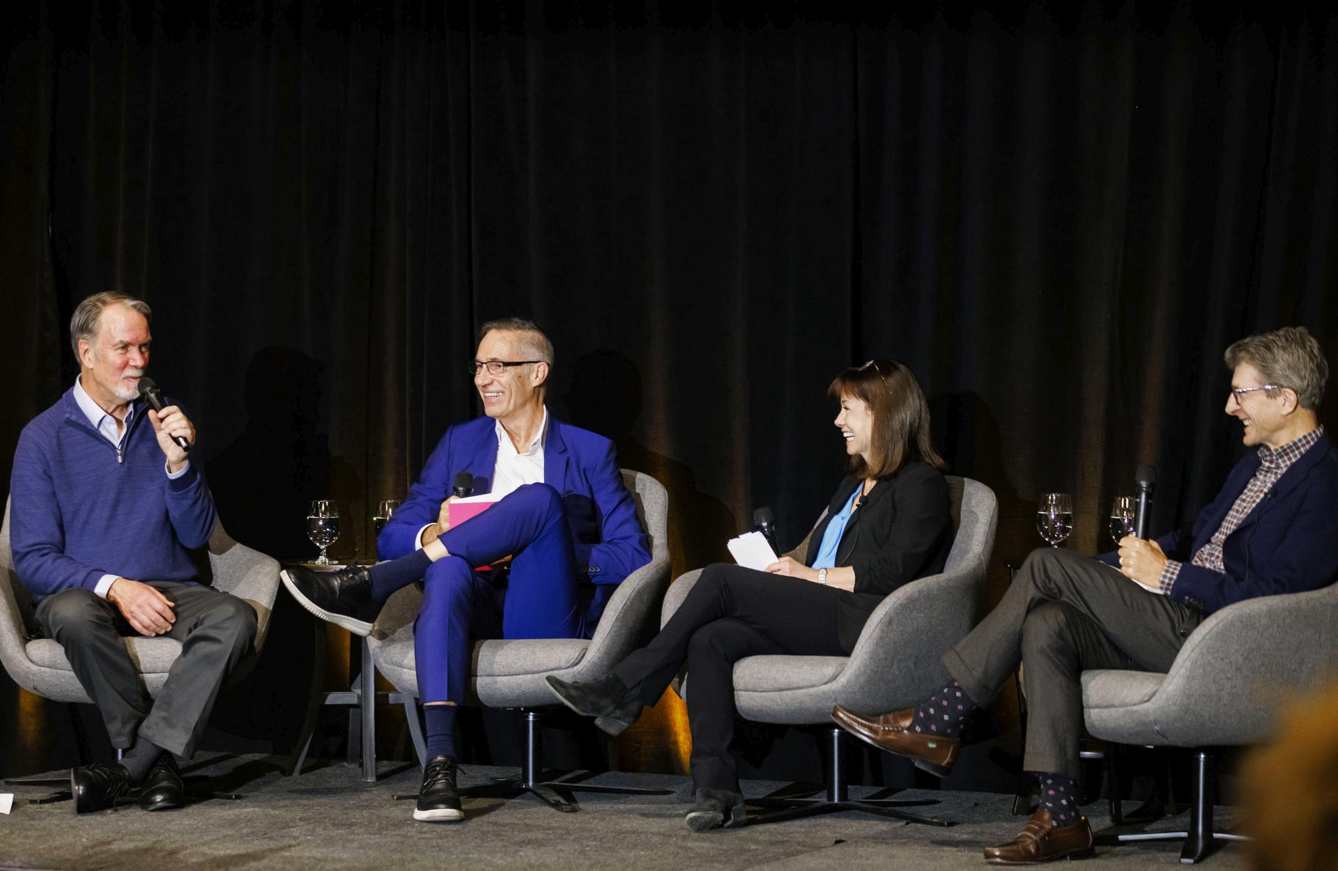 Will Stoller-Lee, Mark Cloutier, Terri Bullock, and Rick Bragdon in a panel for Caminar's Speaker's Series