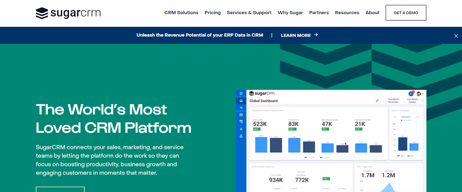 SugarCRM is a detailed CRM system that helps businesses understand their customers completely, automate complicated tasks, and offer personalized experiences. 