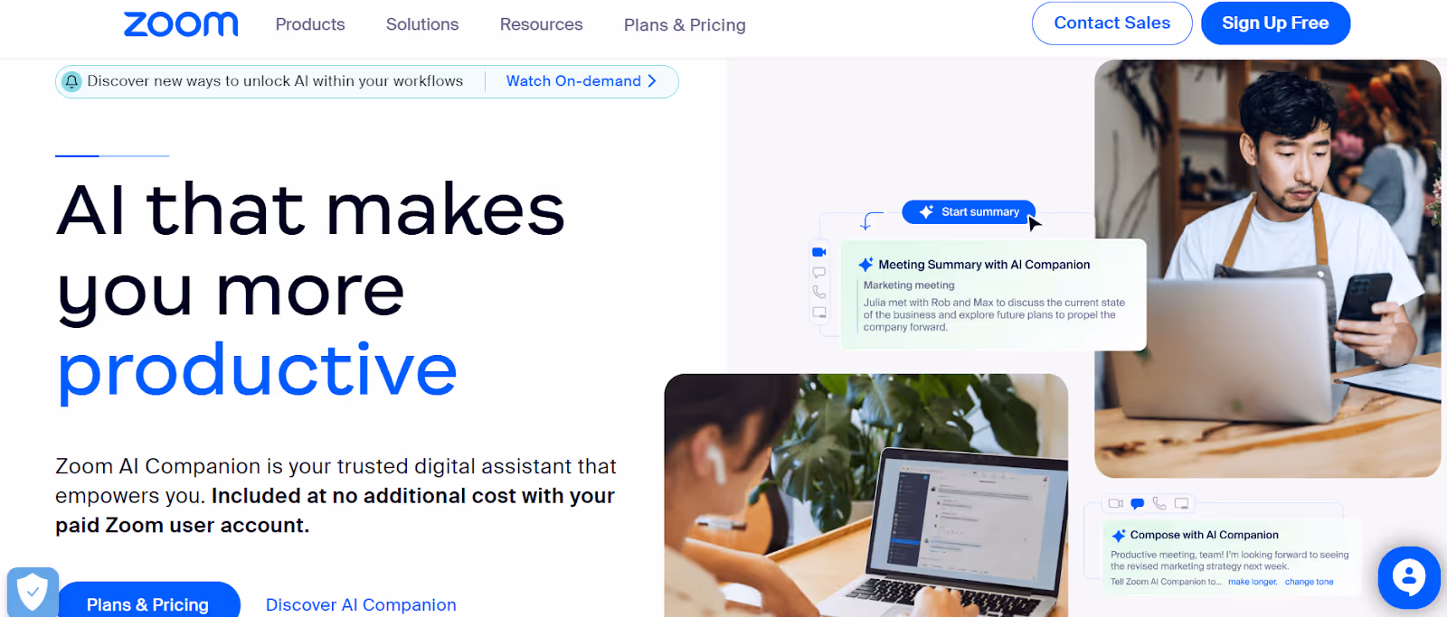 Zoom is a cloud-based sales management tool offering live chat, webinars, and video conferences for online meetings.