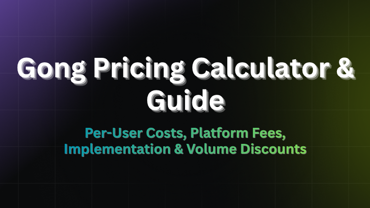 nfographic outlining the Gong pricing structure, detailing per-user costs, platform fees, implementation charges, and volume discounts.