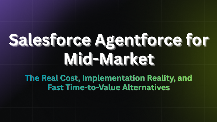 Salesforce Agentforce for mid-market title card on real cost, implementation reality and fast time-to-value alternatives