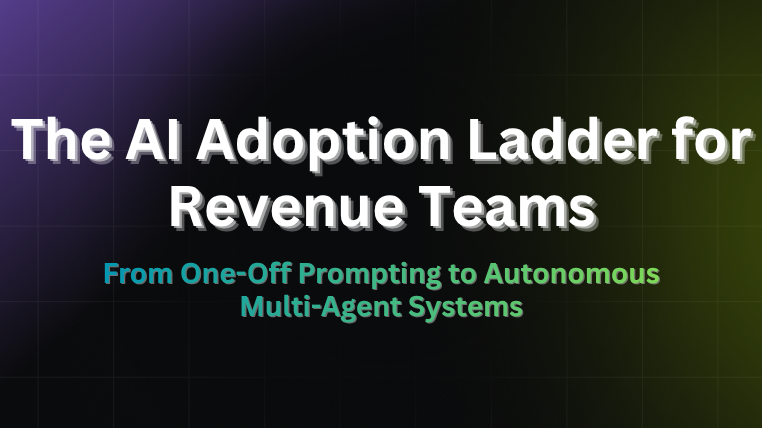 The AI adoption ladder for revenue teams title card spanning one-off prompting to autonomous multi-agent systems