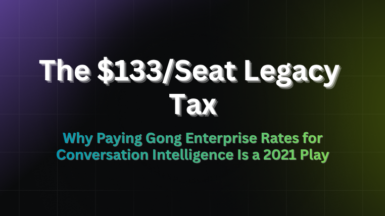 The $133 per seat legacy tax title card on why paying Gong enterprise rates for conversation intelligence is a 2021 play