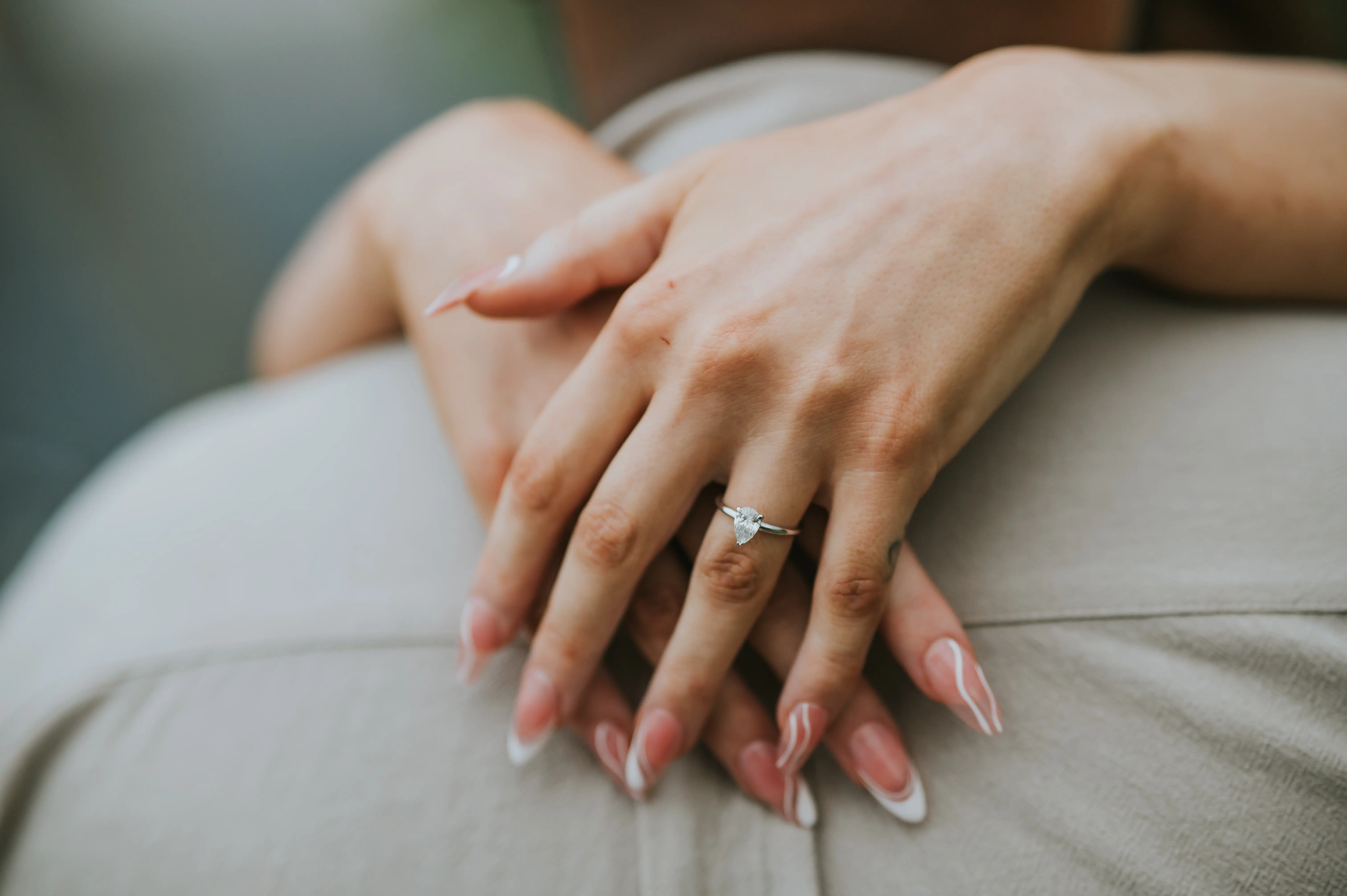 Close-up of engagement ring after proposal in Bali