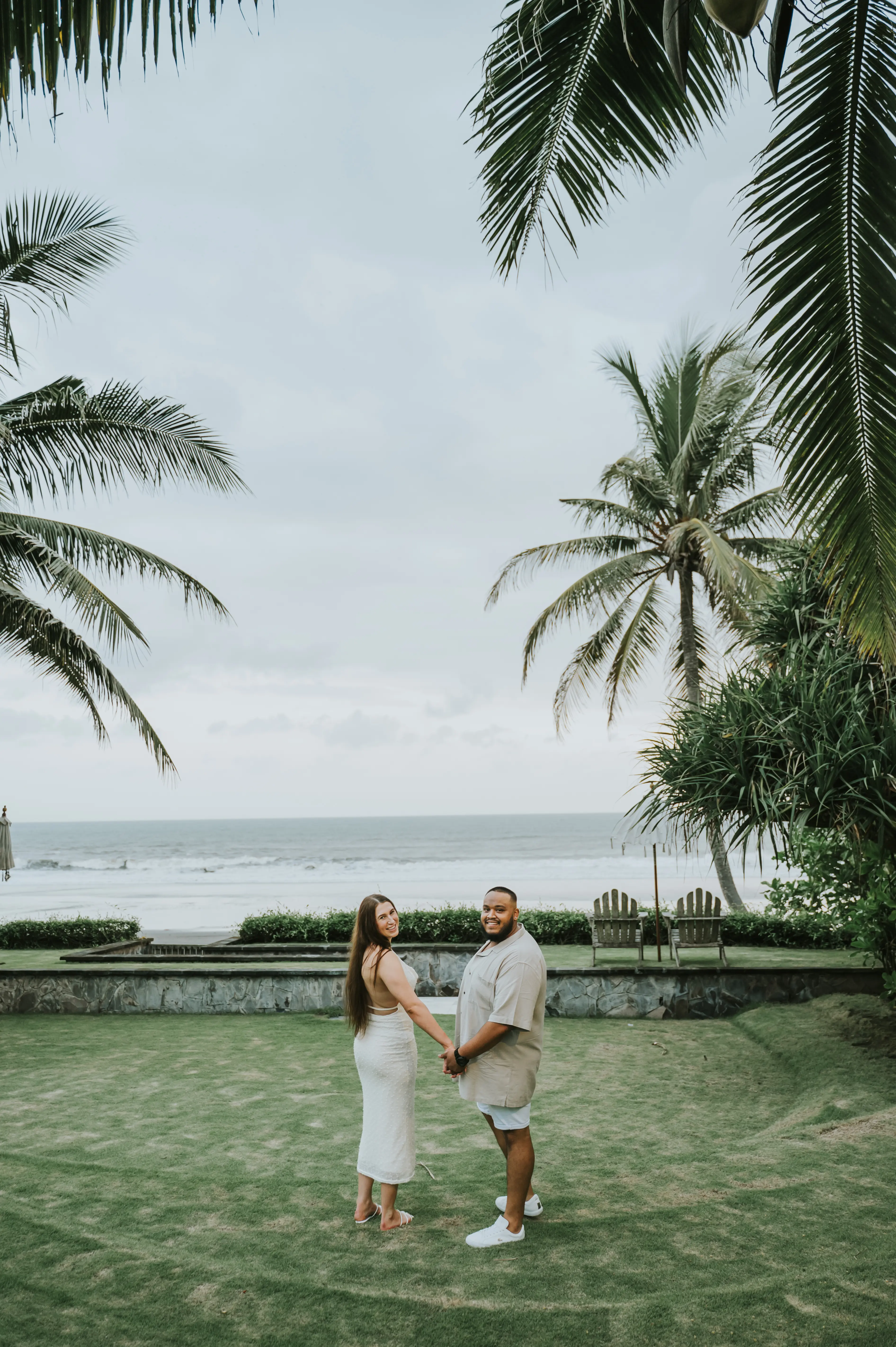 Romantic engagement photo shoot in Bali with ocean view
