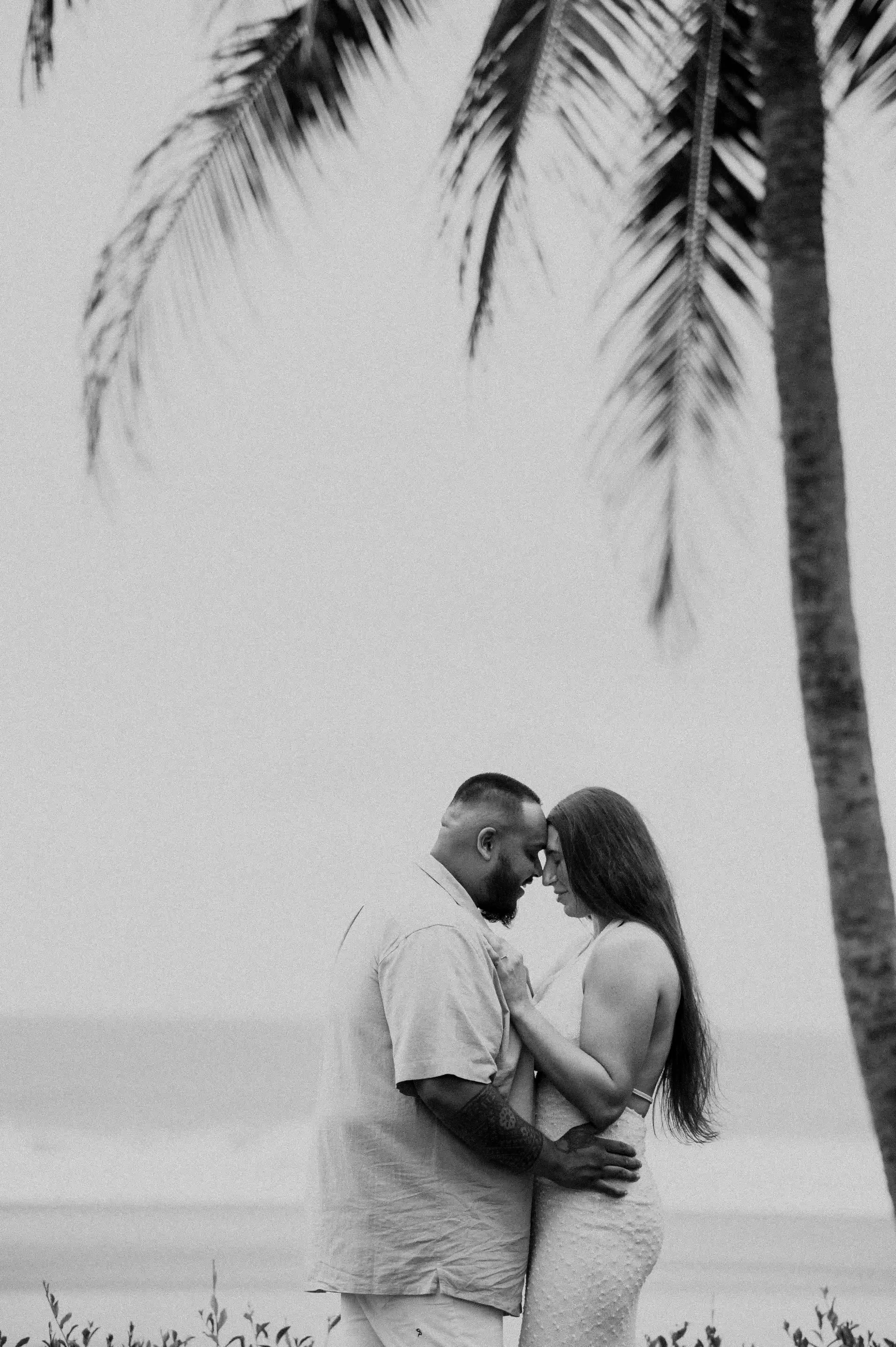 Black-and-white couple photo during proposal shoot in Bali