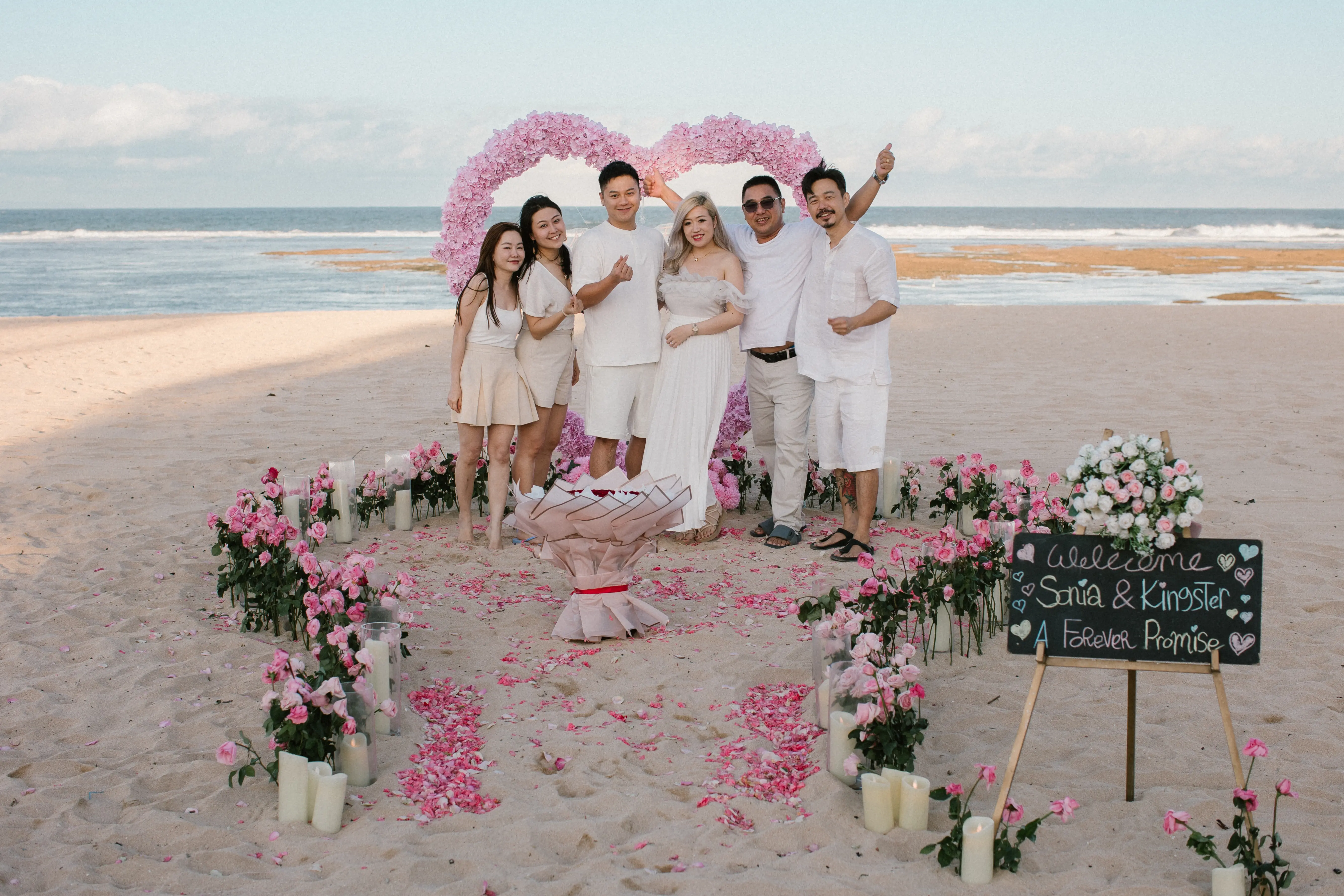 Bali proposal with family and friends