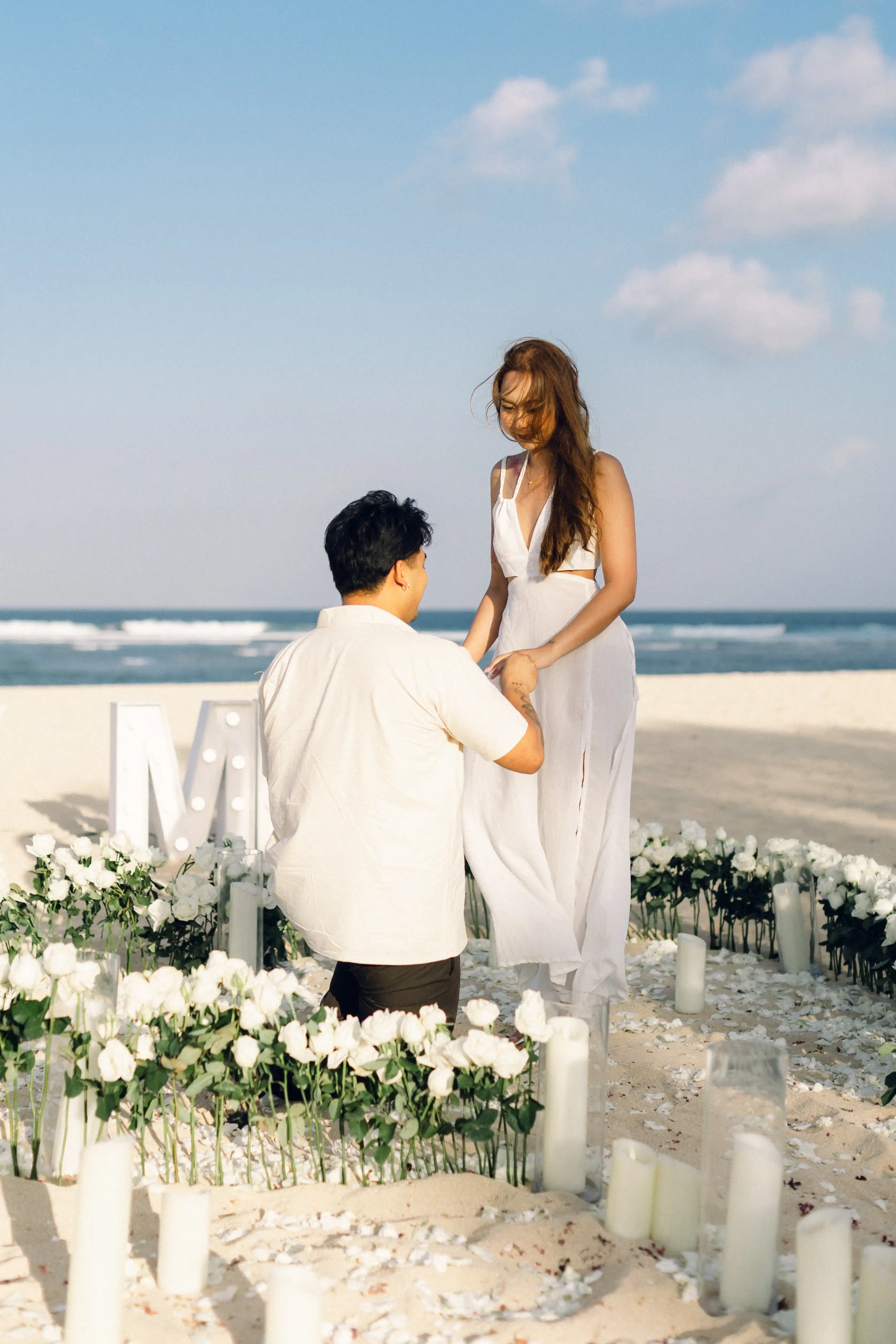 Couple just engaged in Bali proposal