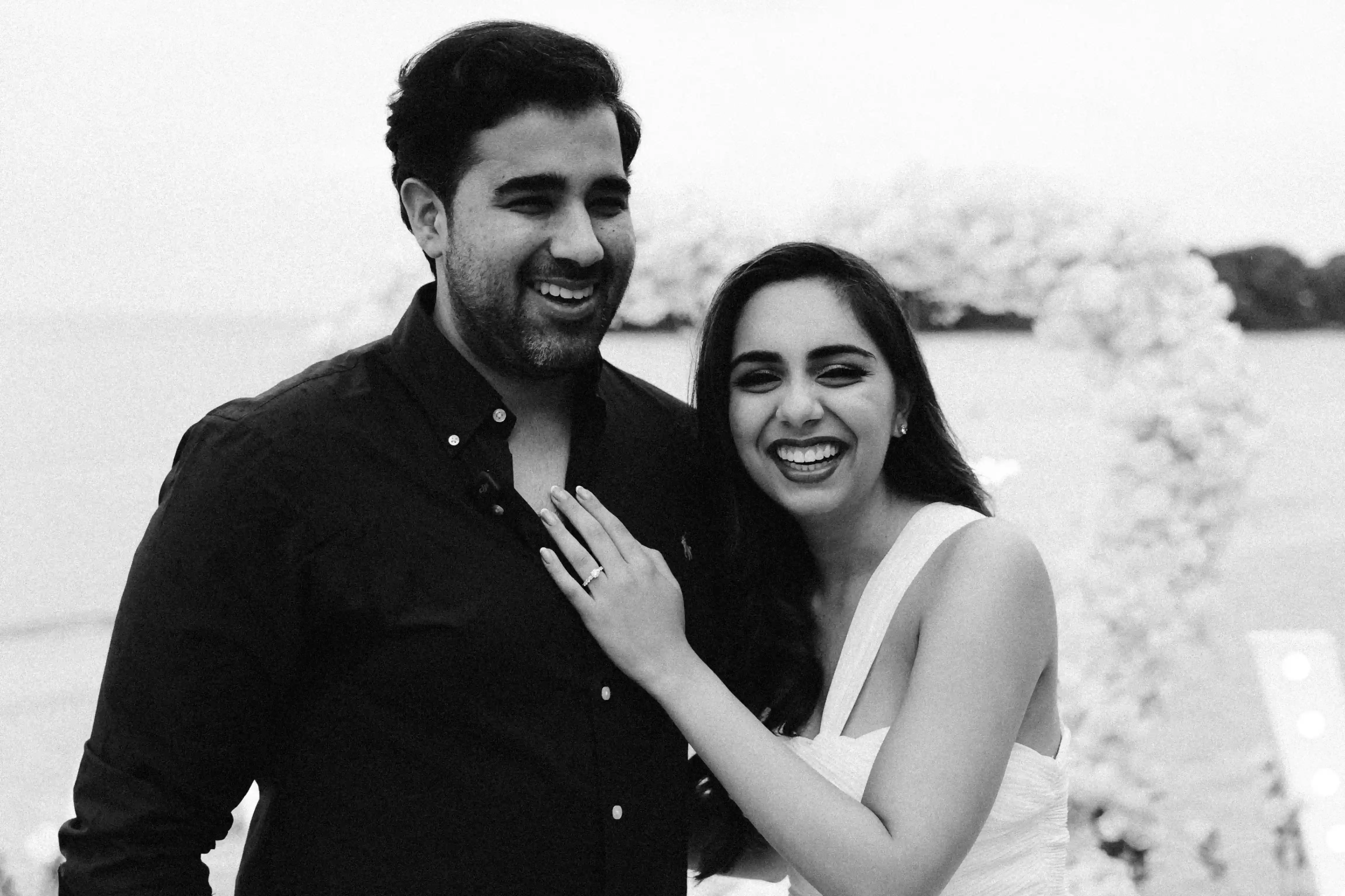 Happy couple celebrating their engagement