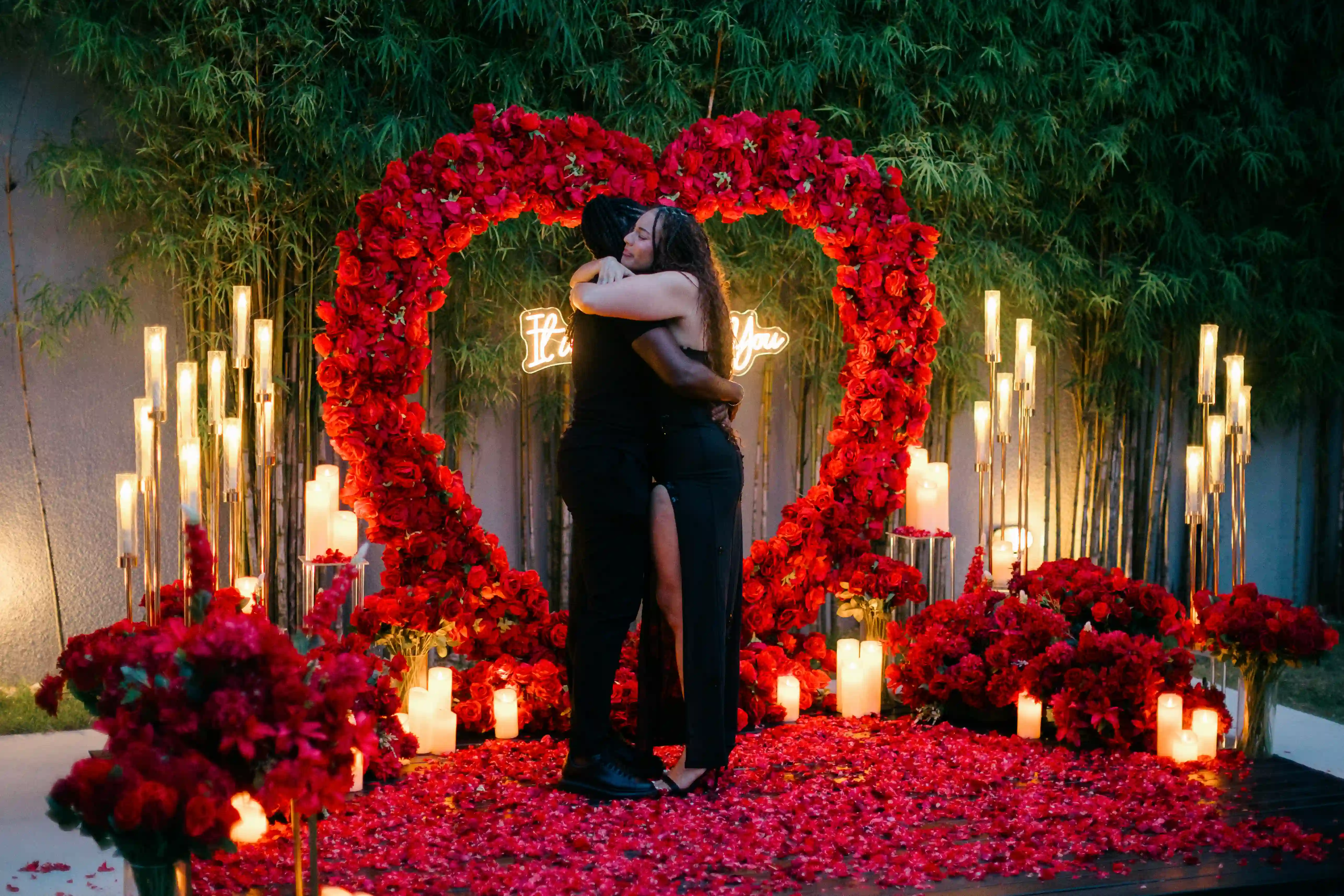 Emotional reaction during surprise proposal at Bali villa