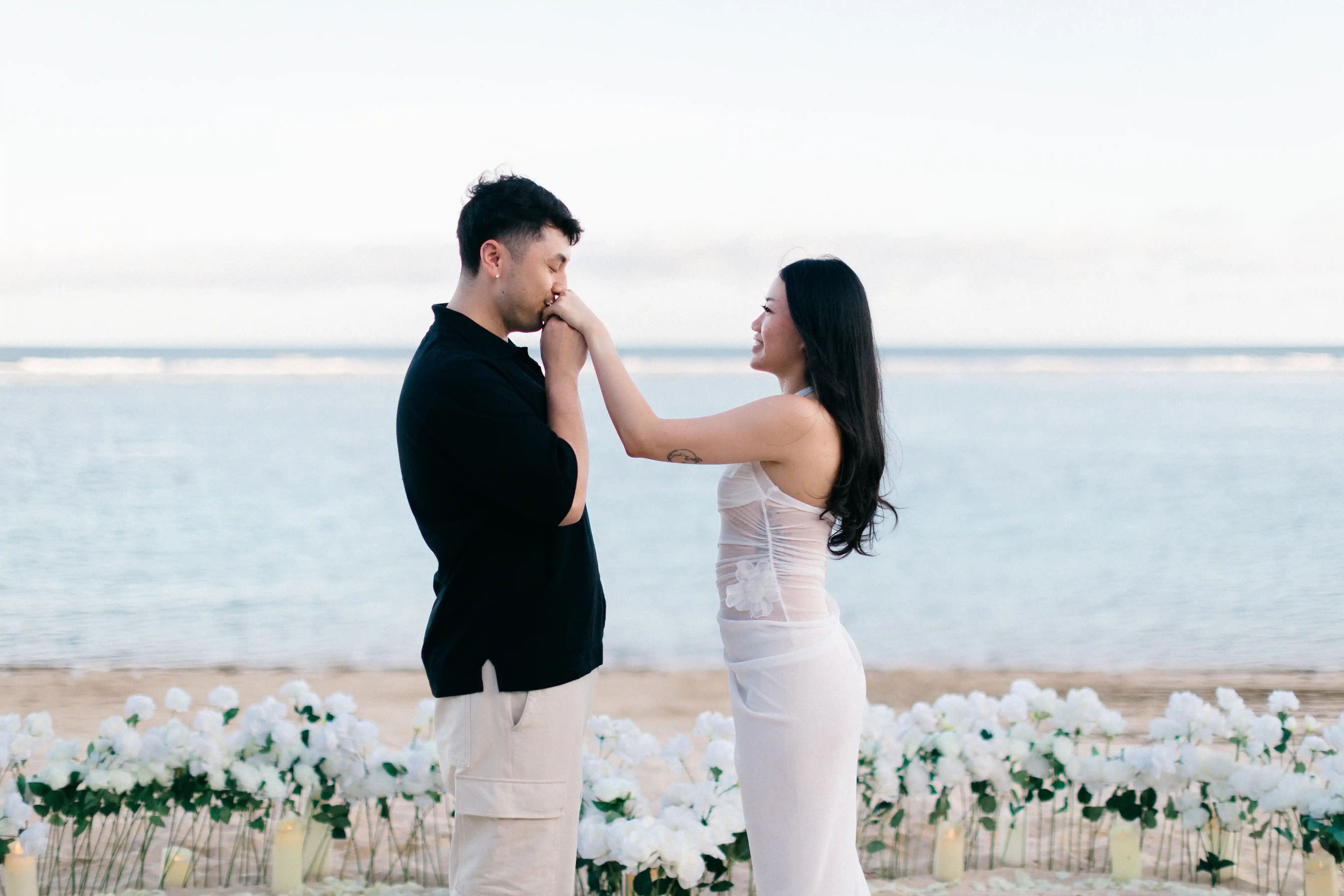 Romantic couple portrait during luxury Bali engagement photoshoot