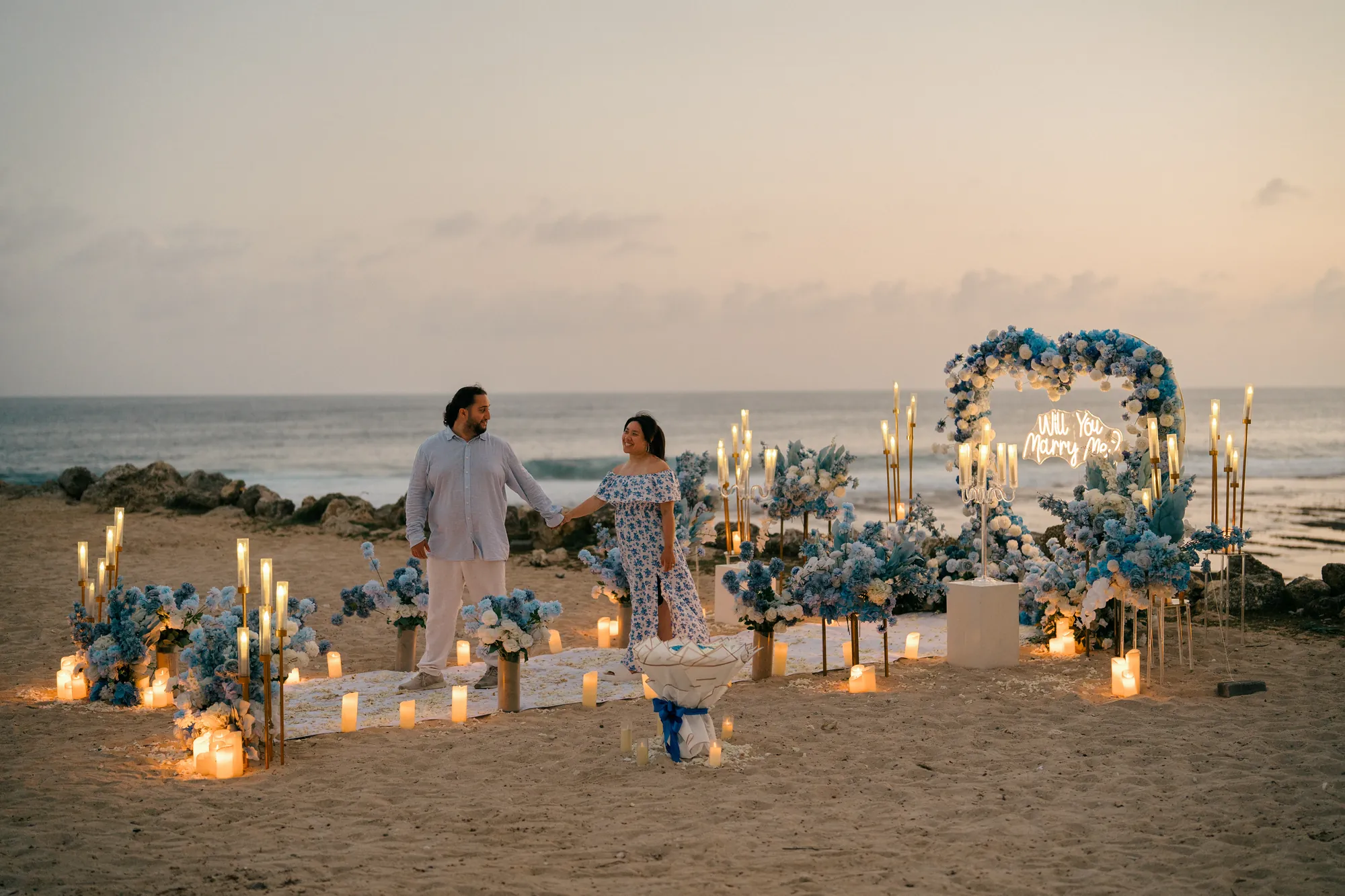 Blue Theme Beach Proposal in Bali | Eray & Nina