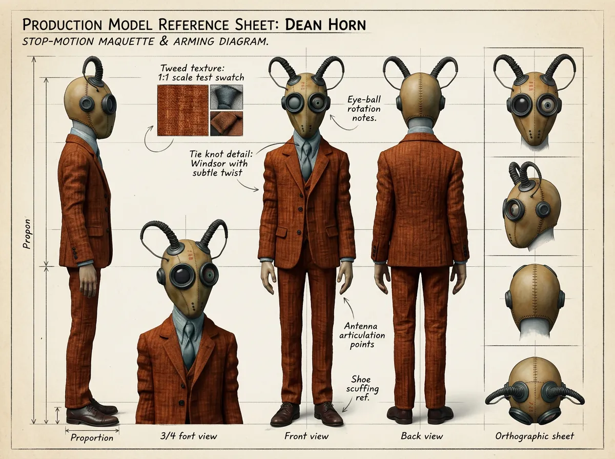 Dean Horn — production model reference sheet