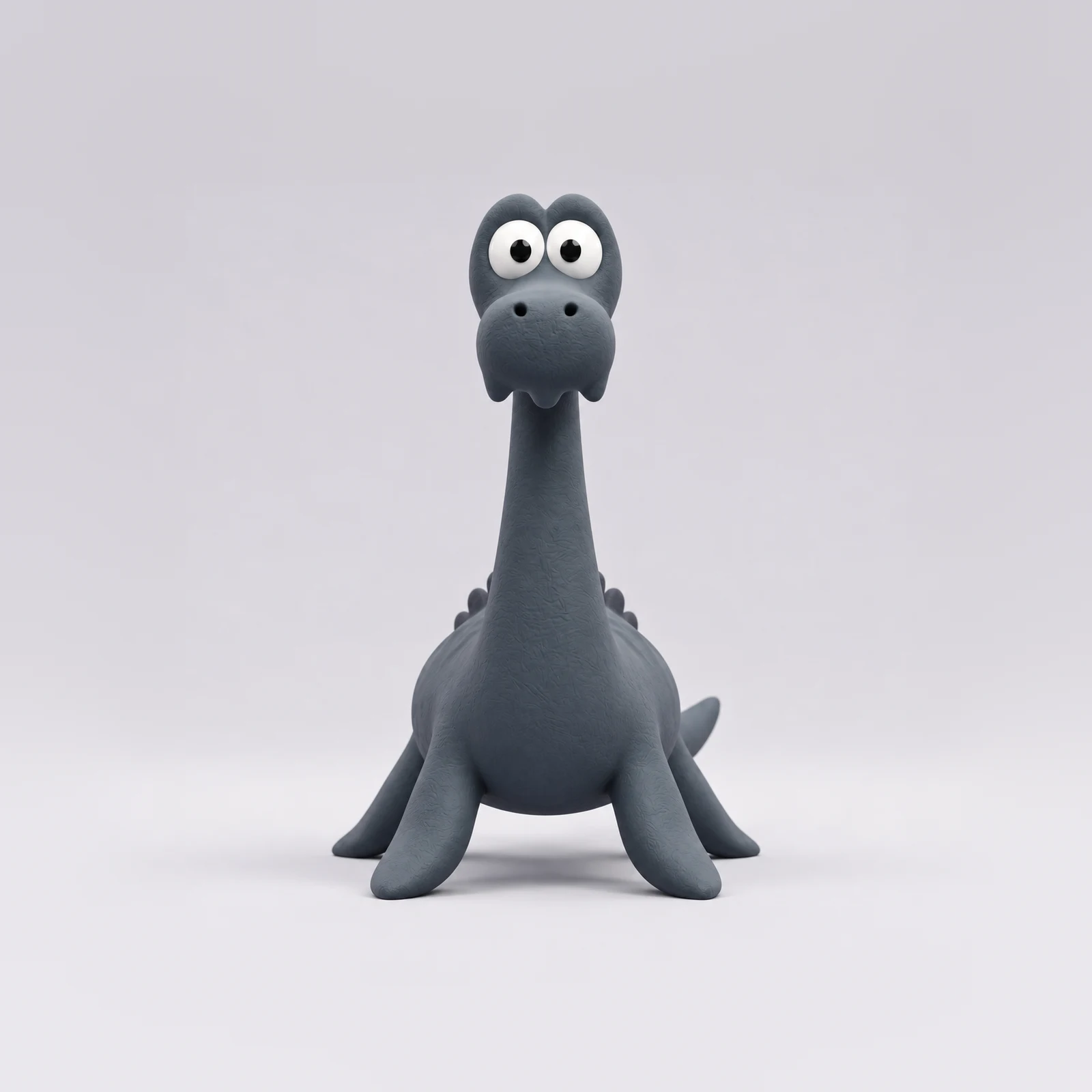 Lost Nessie standing front view, a blue-gray creature with wide eyes and a long neck.