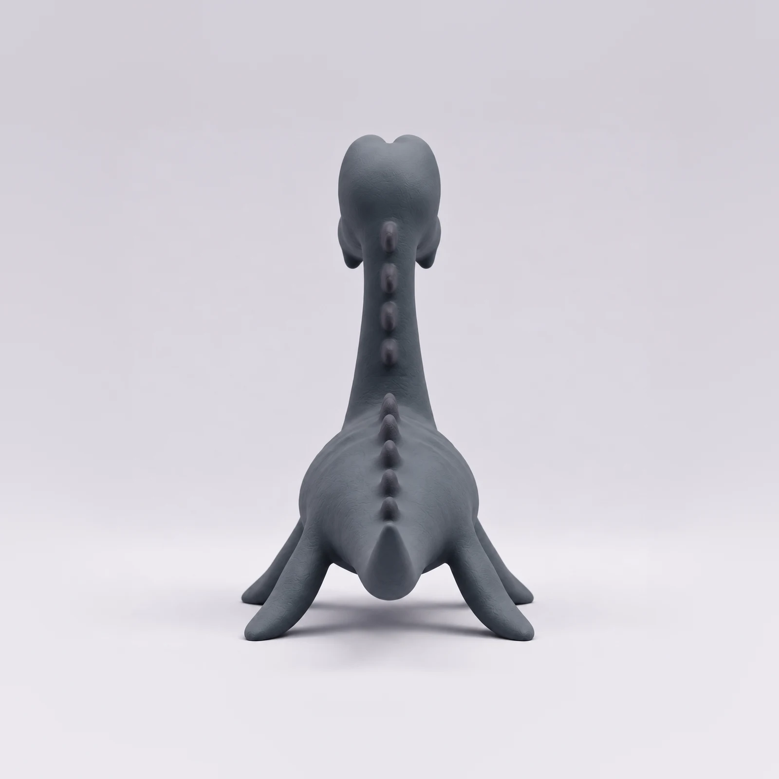 Lost Nessie standing / rear, blue-gray character study.