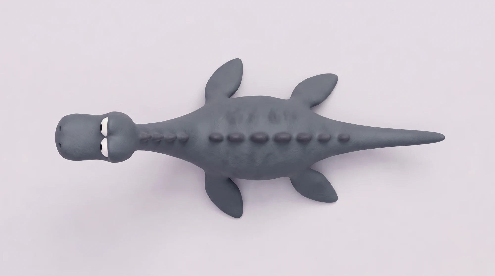 Lost Nessie seen from above, flippers spread, blue-gray character study.