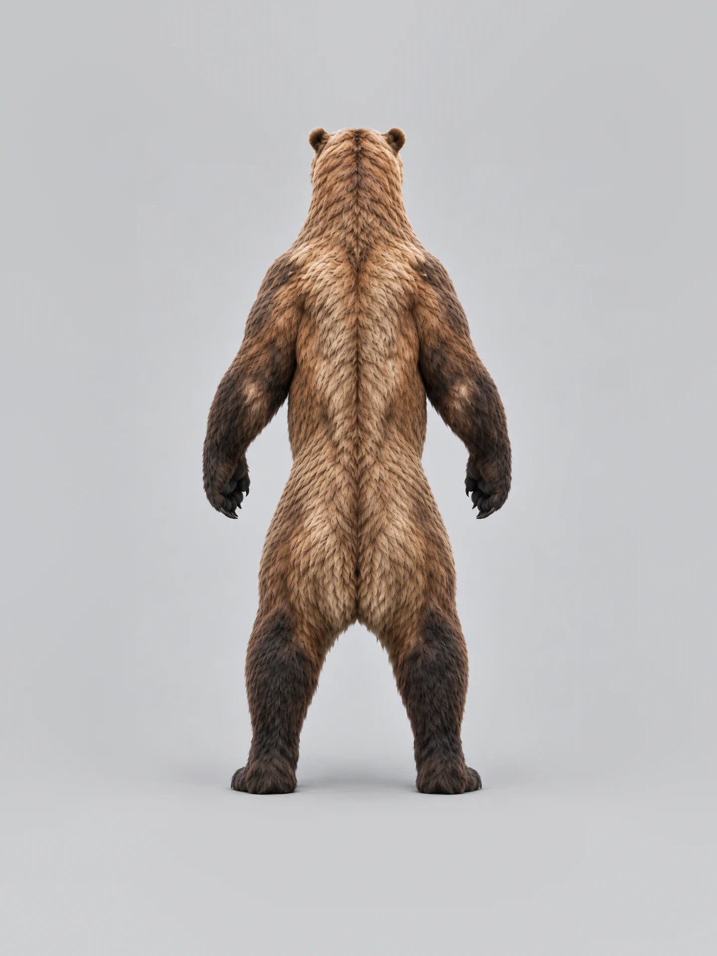 Short-faced bear puppet, back view, standing