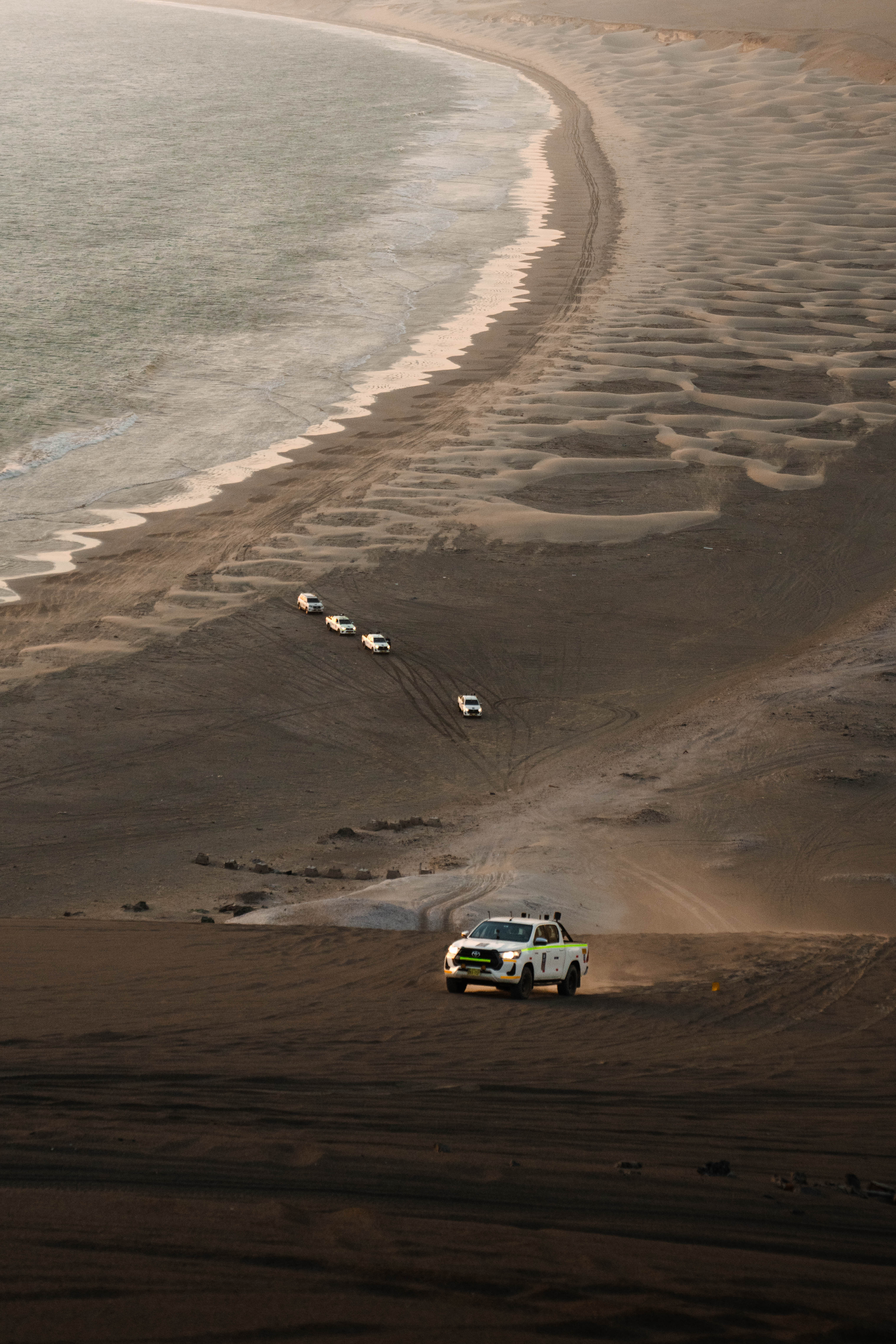 Group of car in the middle of Gobi desert
