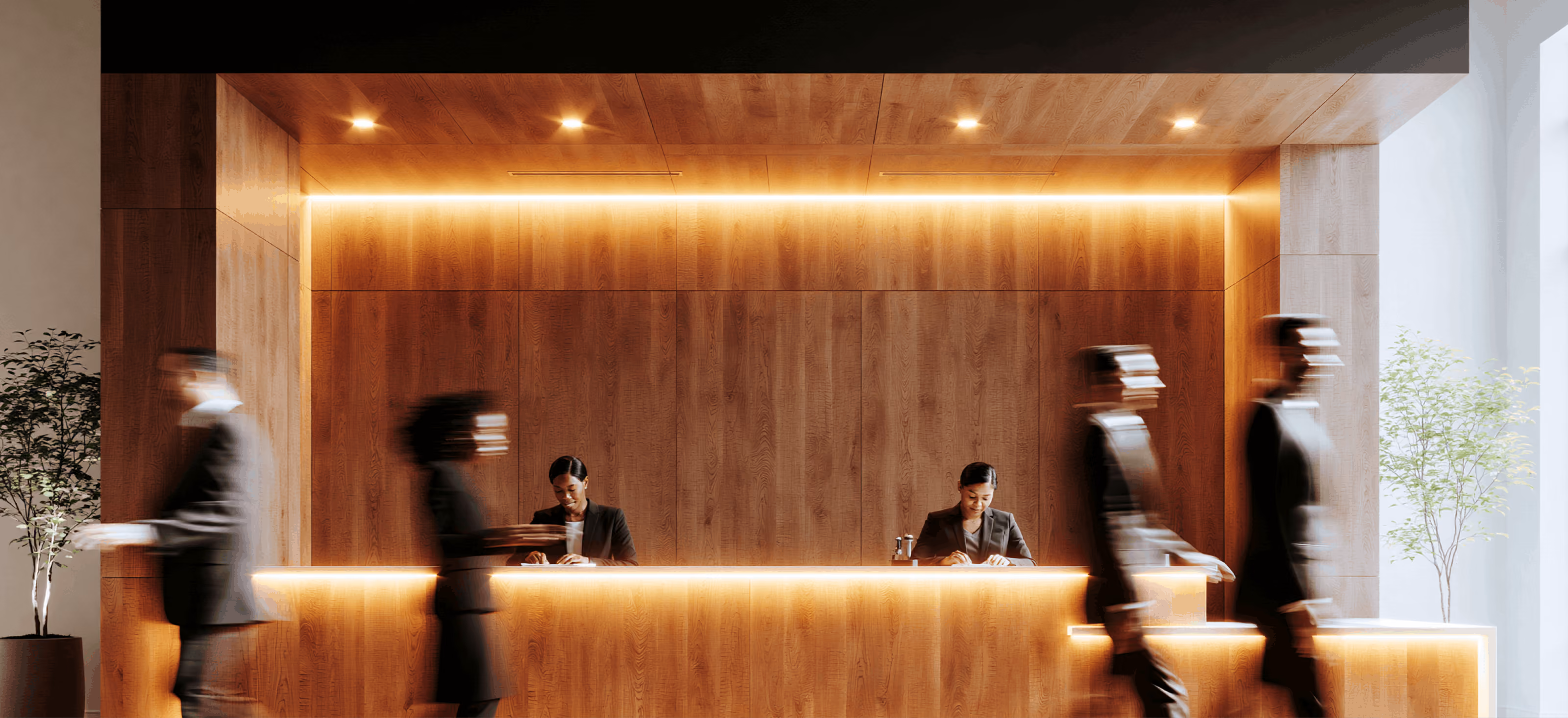 Attorneys working at a reception desk