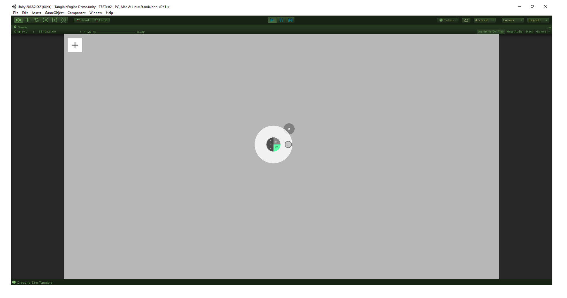 Simulation Mode interface of Tangible Engine software. 