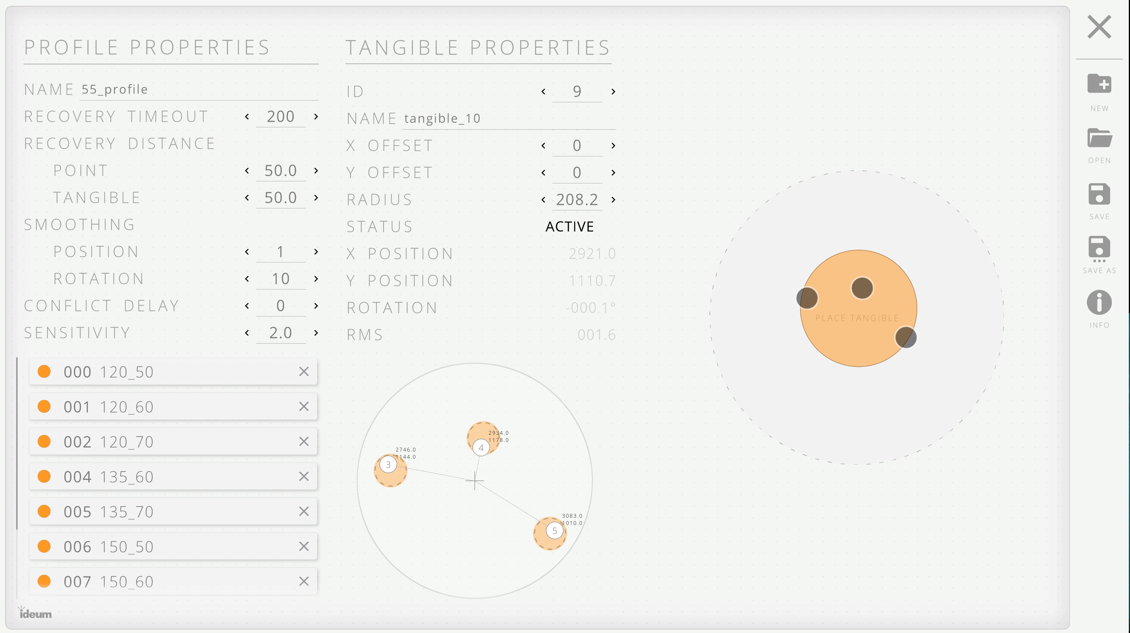 Trainer Utility interface of Tangible Engine visualizer. 