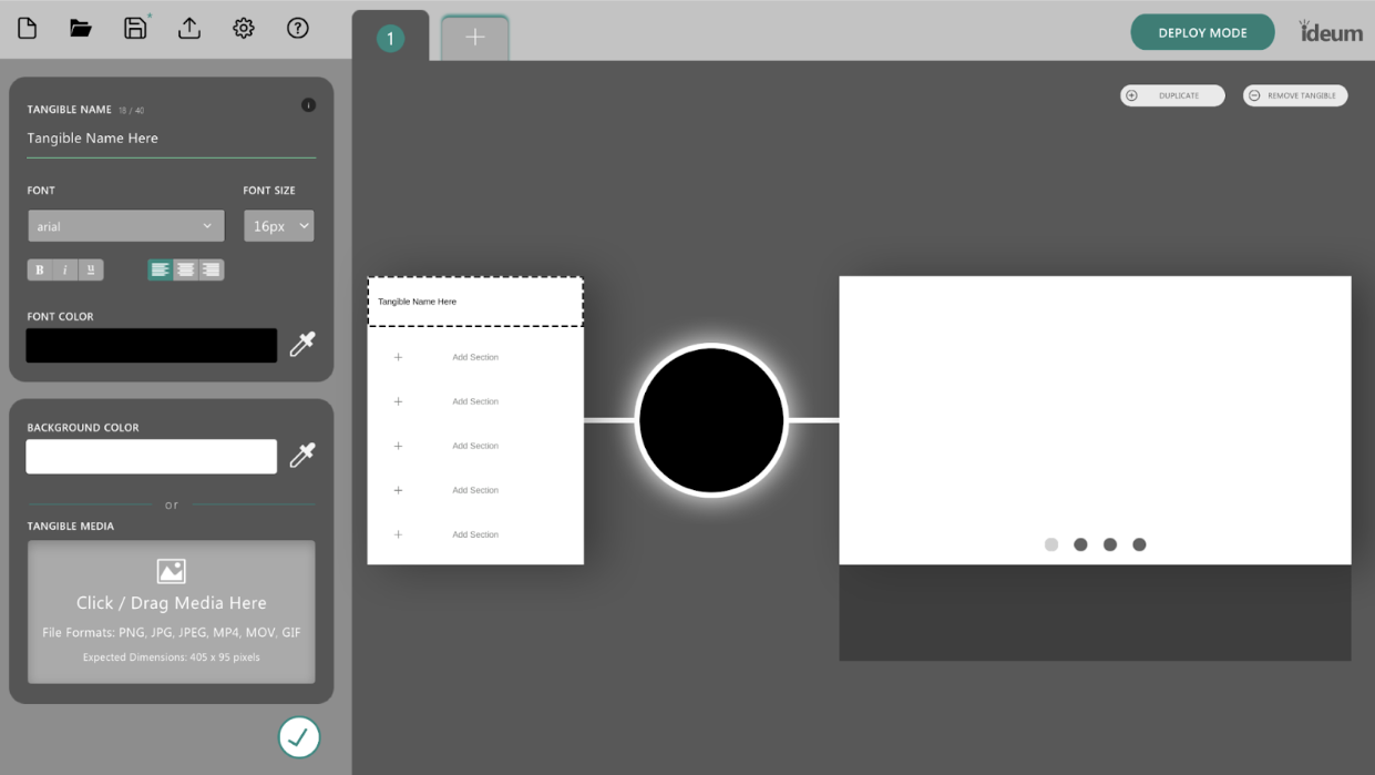 Rapid Prototyping Tool's tangible editor user interface.