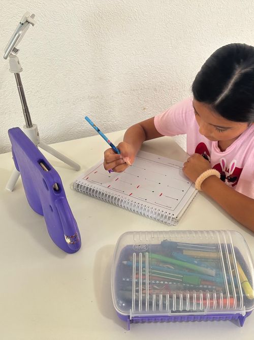 kid doing telehealth