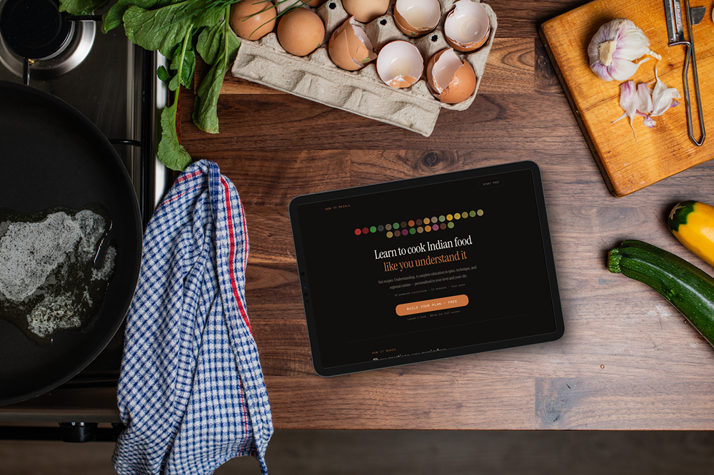 HowToMasala on iPad in kitchen cooking setting