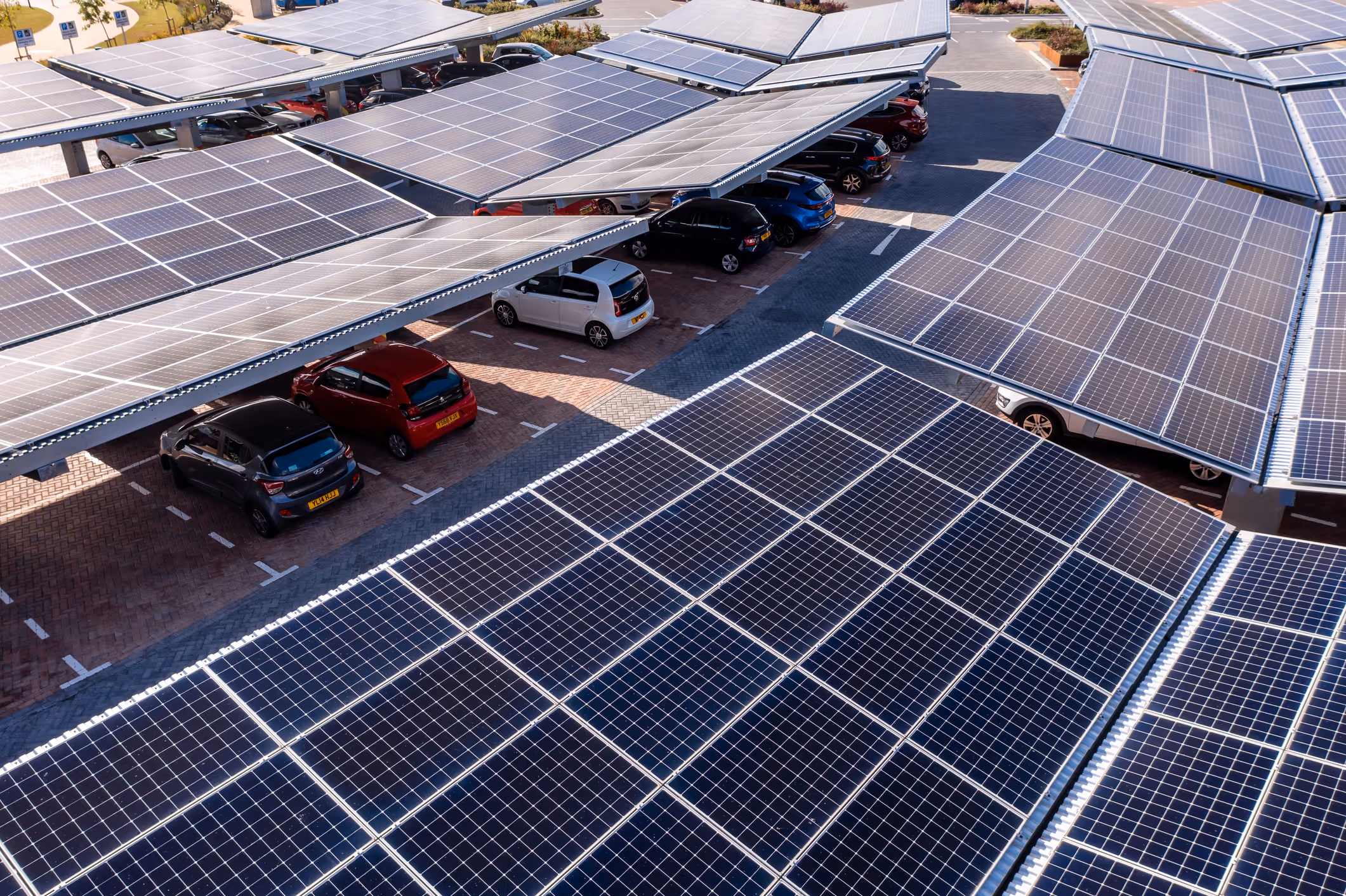 Car park with solar panels as a roof