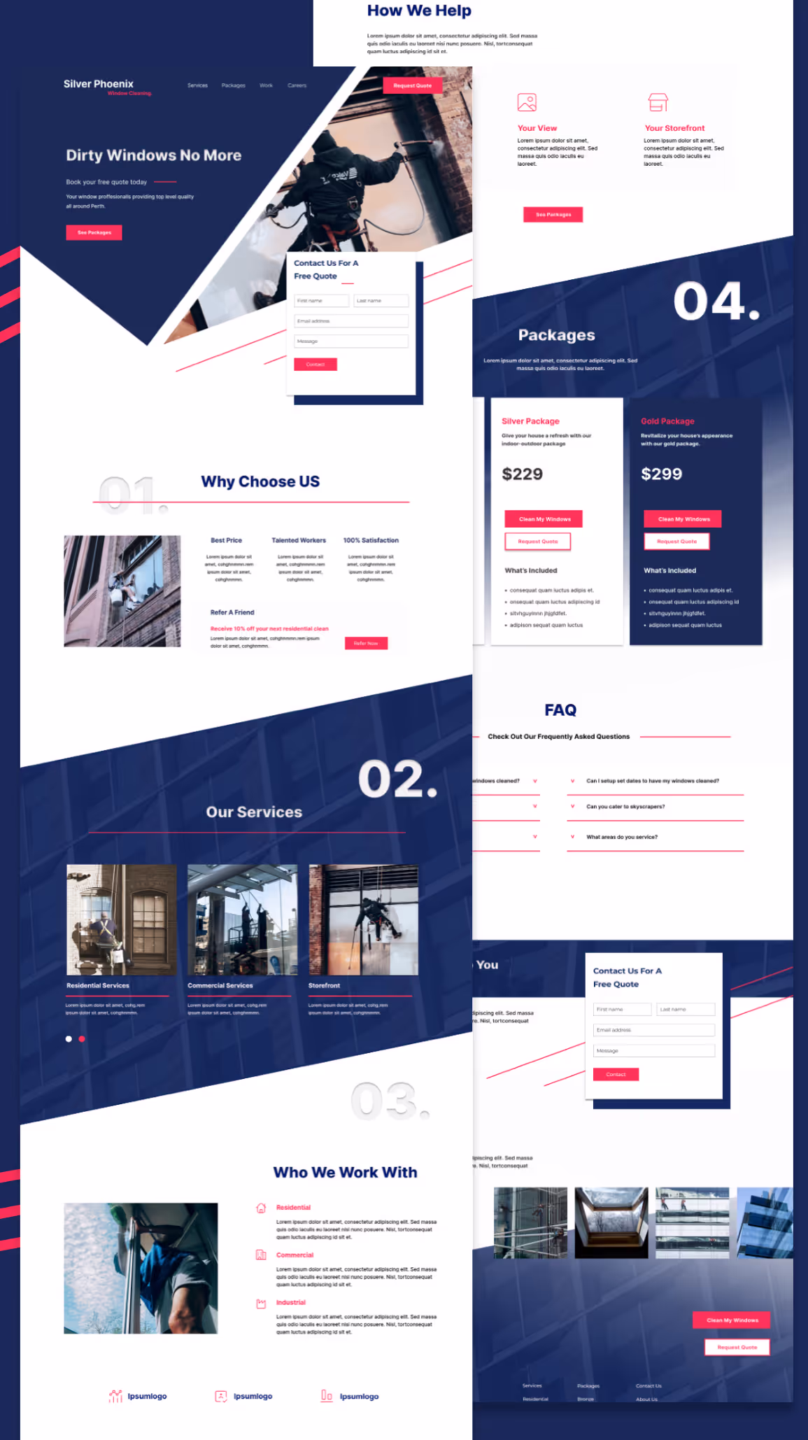 Landing Page Silver Phoenix Window Cleaning Landing Page Navy and Pink 