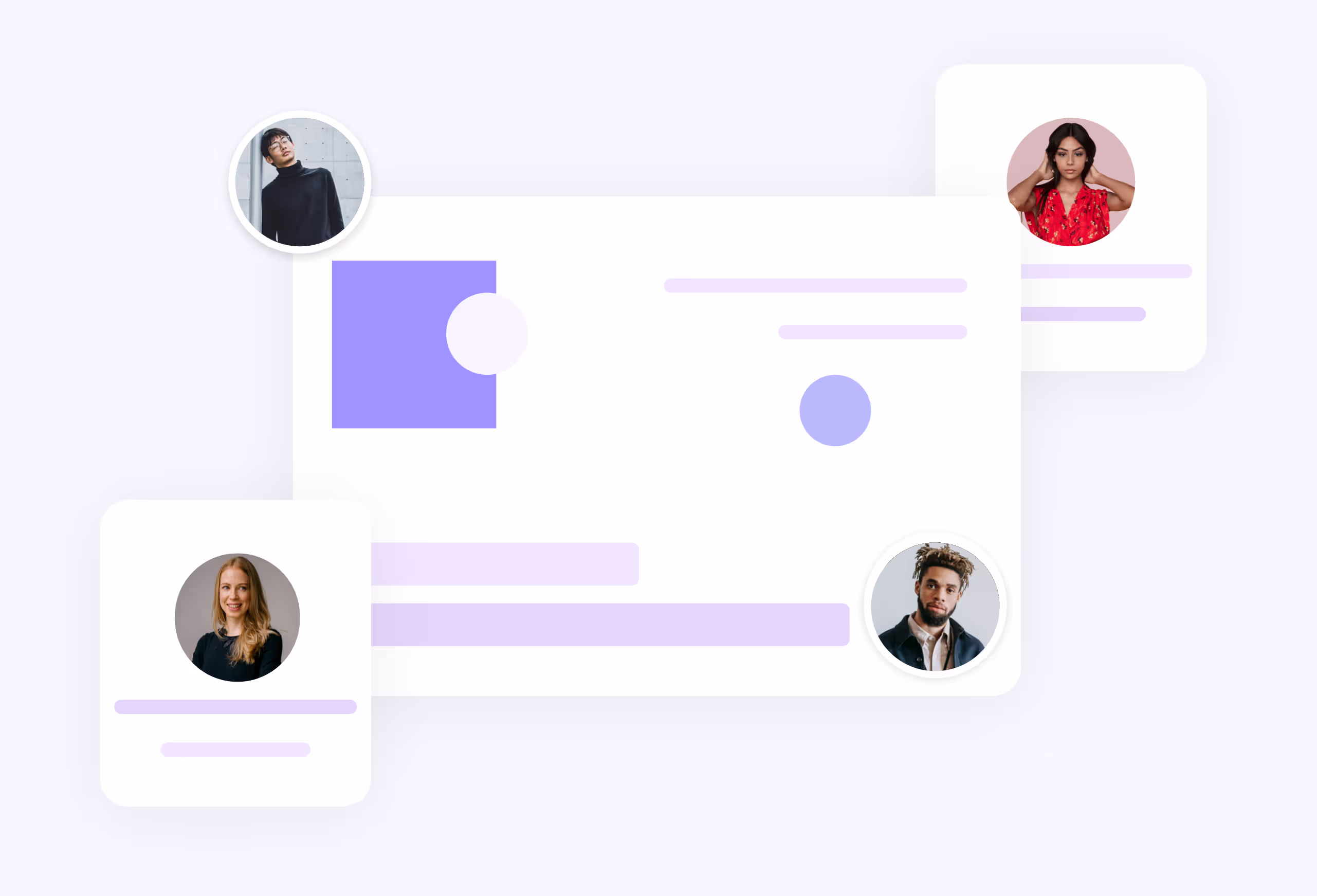 Webpage Ui Element, Multiple floating avatars webflow hosting users Ui Elements