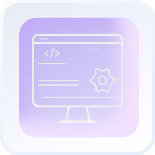 Website Development Icon, Monitor Screen, Setting Cog