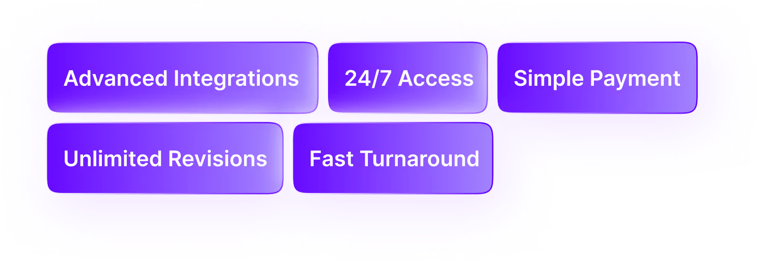 Rectangle text boxes styled with a purple gradient 3 stacked on top of 2
