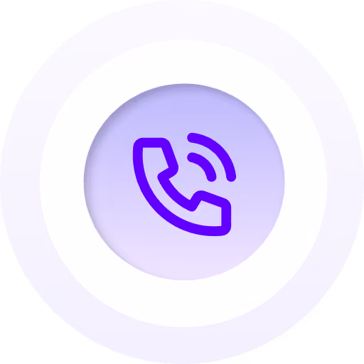 Book a Call, Phone icon White/Purple surrounding circle