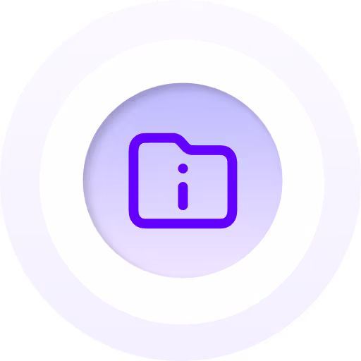 FAQ, Folder info icon White/Purple surrounding circle