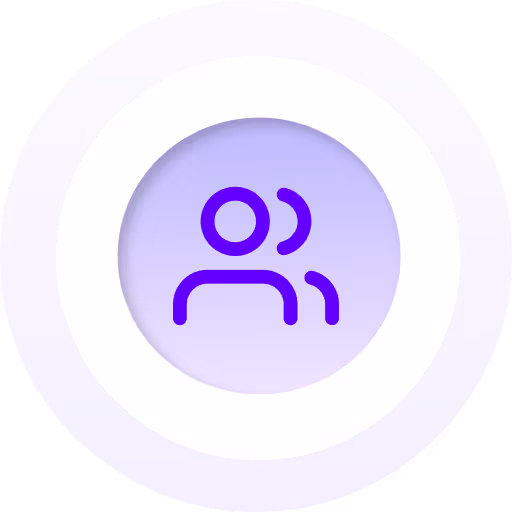 Contact Us, 2 Ui Persons Icon White/Purple surrounding circle