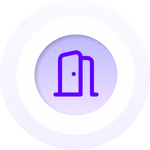 Career Opportunity, Door Open icon White/Purple surrounding circle