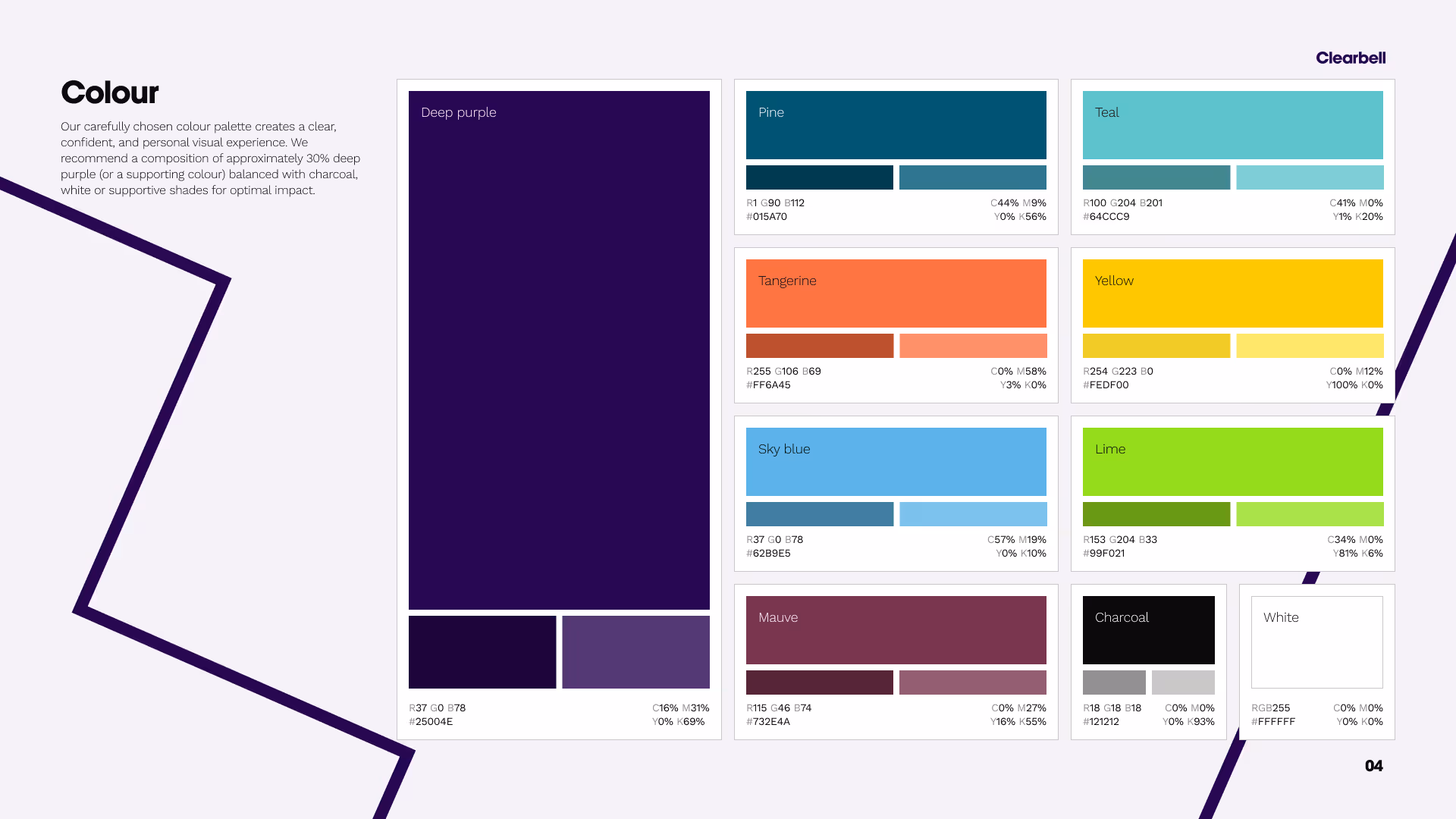 Clearbell colour guidelines