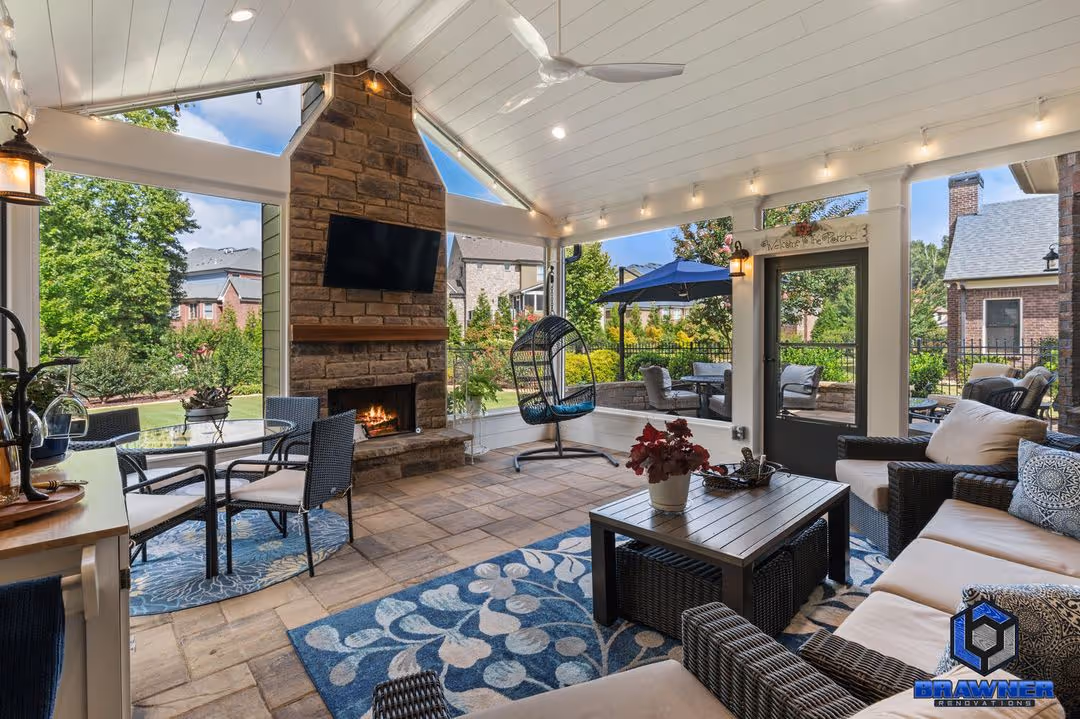 Screened porch designed with attention to detail offers a stress free experience in outdoor living